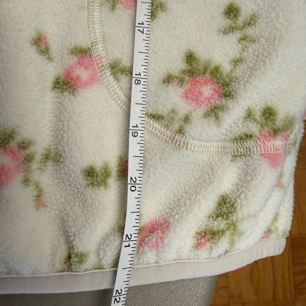 Polo Ralph Lauren Girls Fleece Pullover Zip‎ Floral Rose Cream Pink L 12-14 - Picture 7 of 8